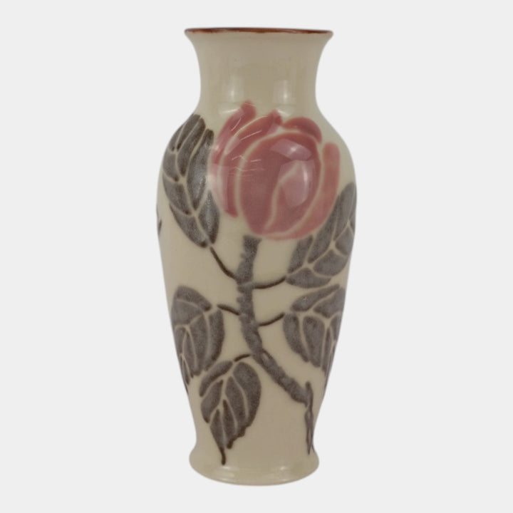 Rookwood 1944 Mid Century Art Pottery Floral White Porcelain Vase 6866 Barrett