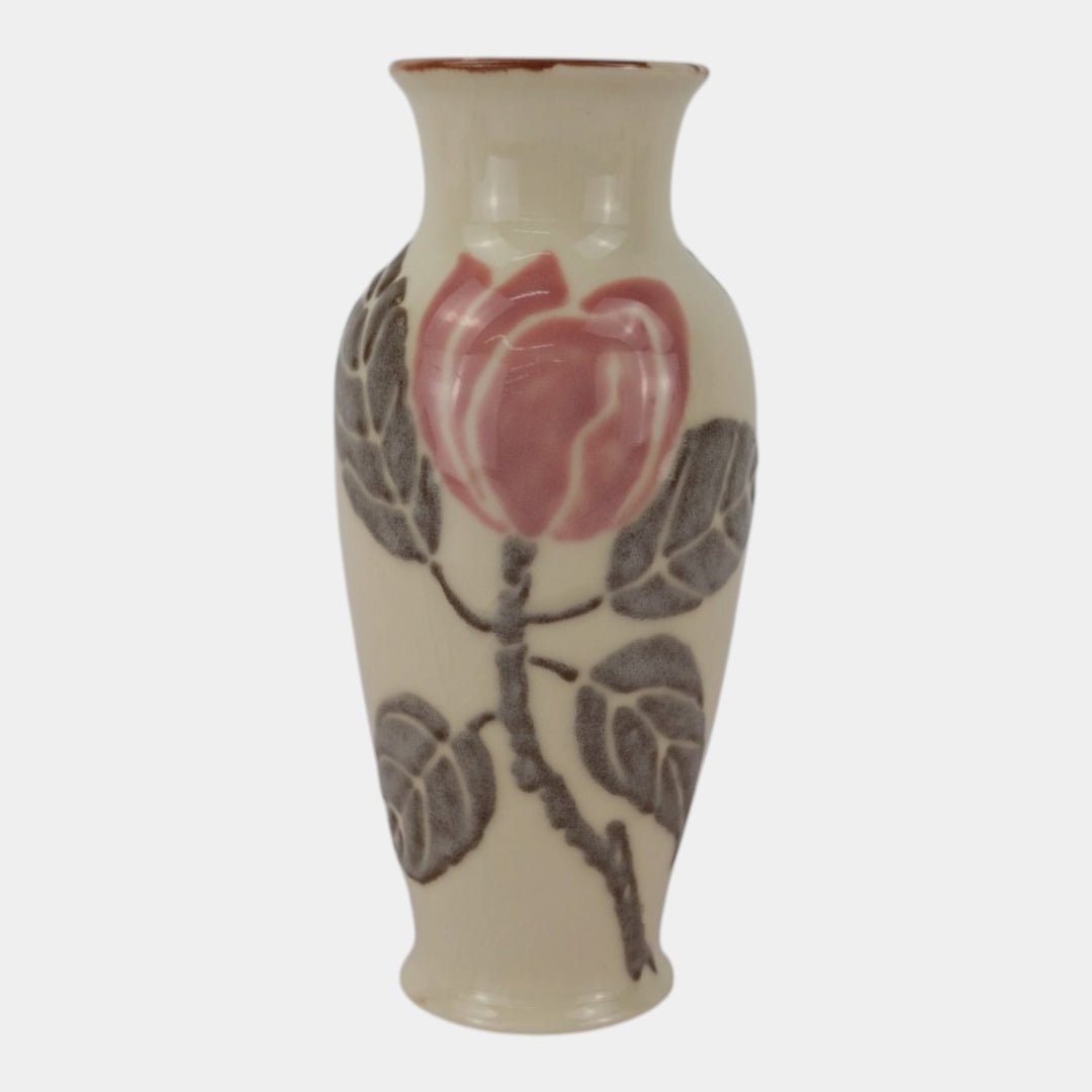 Rookwood 1944 Mid Century Art Pottery Floral White Porcelain Vase 6866 Barrett