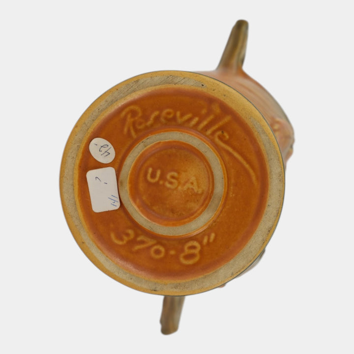 Roseville Bushberry Russet 1941 Vintage Art Pottery Ceramic Basket 370-8 - Just Art Pottery