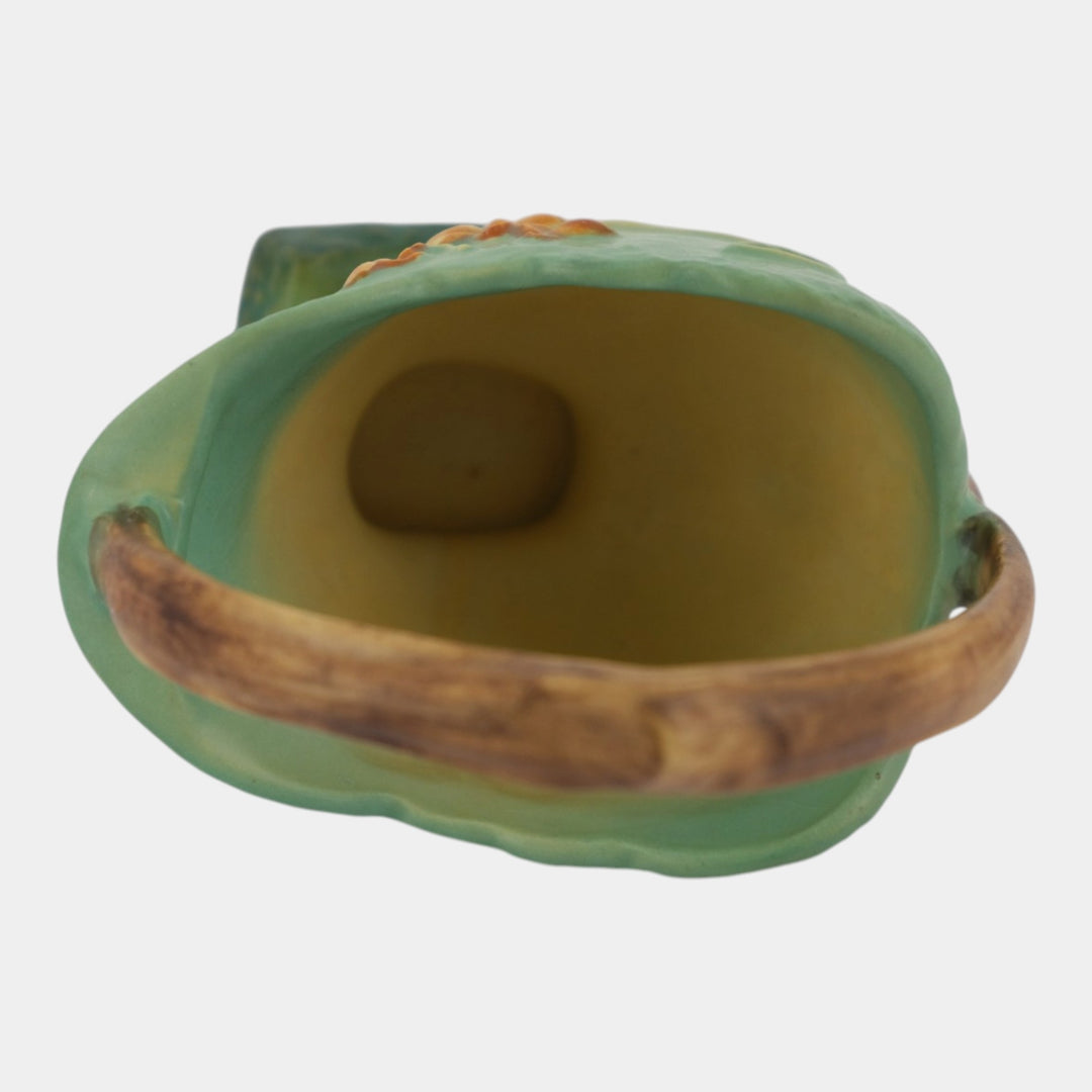 Roseville Bittersweet Green 1951 Mid Century Modern Pottery Ceramic Basket 808-6 - Just Art Pottery