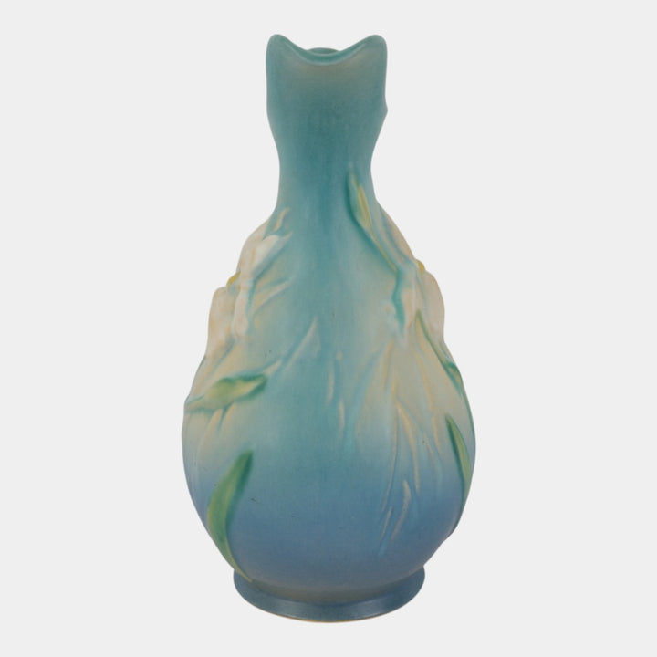 Roseville Iris Blue 1939 Vintage Art Deco Pottery Ceramic Ewer 926-10 - Just Art Pottery