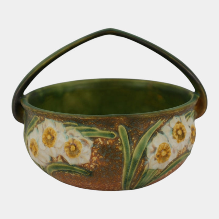 Roseville Jonquil 1931 Vintage Arts And Crafts Pottery Ceramic Basket 325-6 - Just Art Pottery