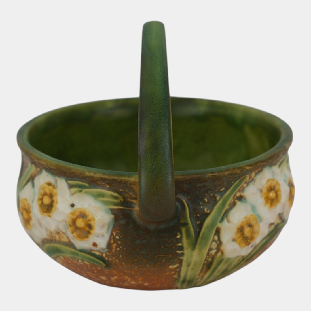 Roseville Jonquil 1931 Vintage Arts And Crafts Pottery Ceramic Basket 325-6 - Just Art Pottery