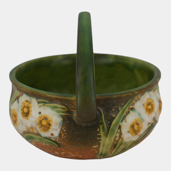 Roseville Jonquil 1931 Vintage Arts And Crafts Pottery Ceramic Basket 325-6 - Just Art Pottery