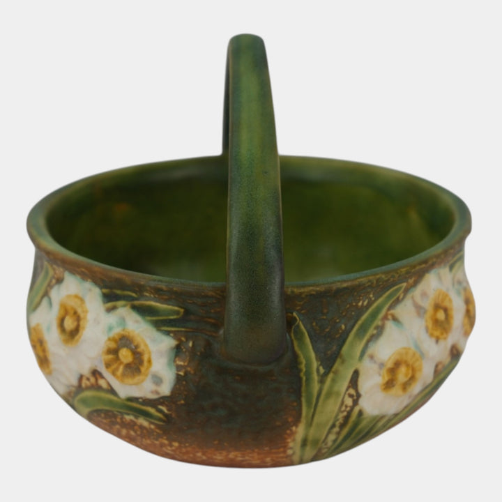Roseville Jonquil 1931 Vintage Arts And Crafts Pottery Ceramic Basket 325-6 - Just Art Pottery