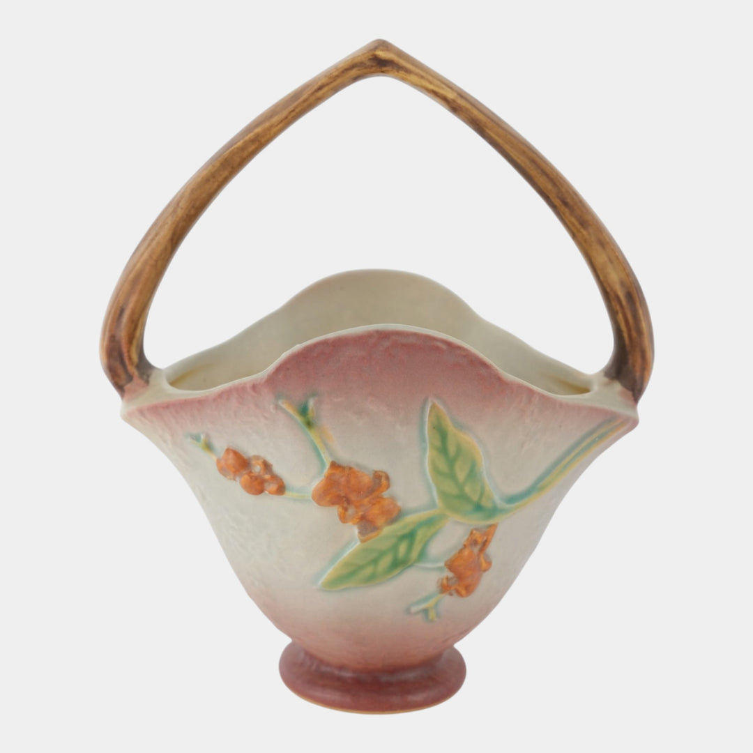 Roseville Bittersweet Gray 1951 Vintage Art Pottery Ceramic Basket 809-8 - Just Art Pottery