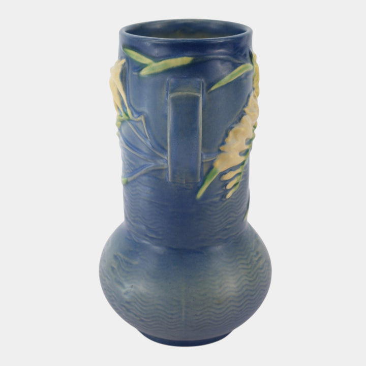 Roseville Freesia Blue 1945 Mid Century Modern Pottery Ceramic Vase 126-10