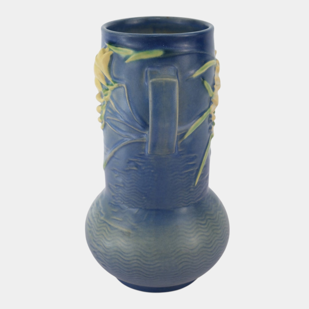 Roseville Freesia Blue 1945 Mid Century Modern Pottery Ceramic Vase 126-10
