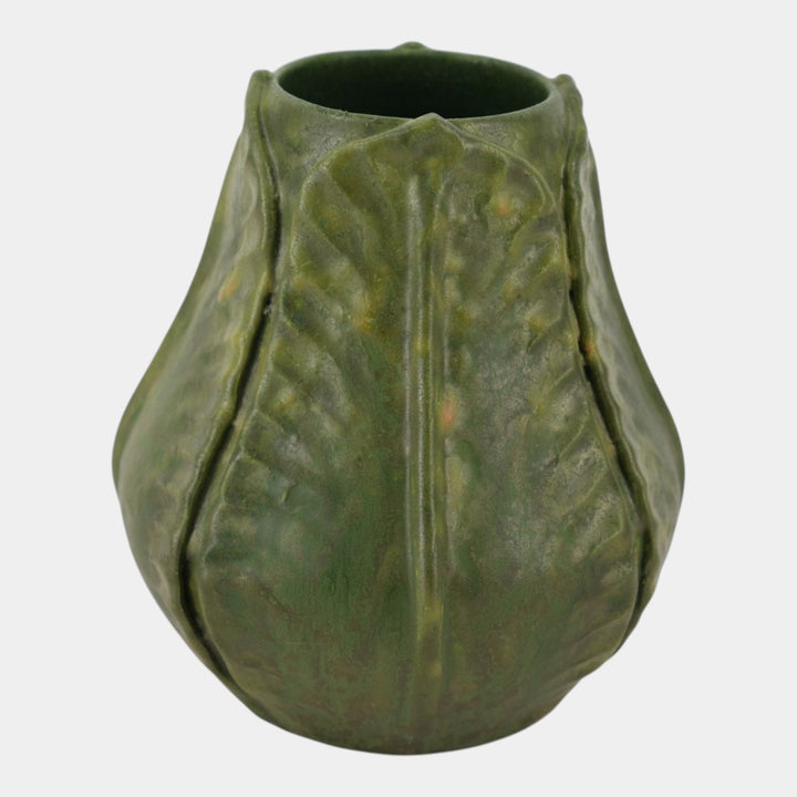 Ephraim Faience Art Pottery 2001 Arts and Crafts Green Begonia Ceramic Vase 012