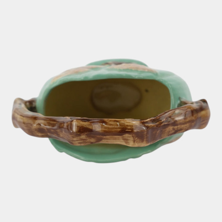 Roseville Ming Tree Green 1930 Mid Century Modern Pottery Ceramic Basket 508-8 - Just Art Pottery