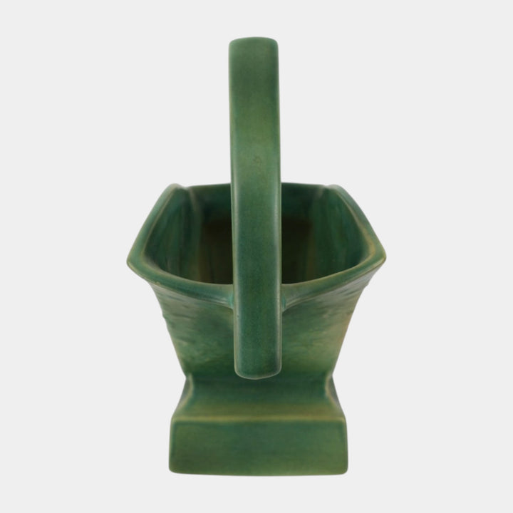Roseville Magnolia Green 1943 Mid Century Modern Pottery Ceramic Basket 386-12