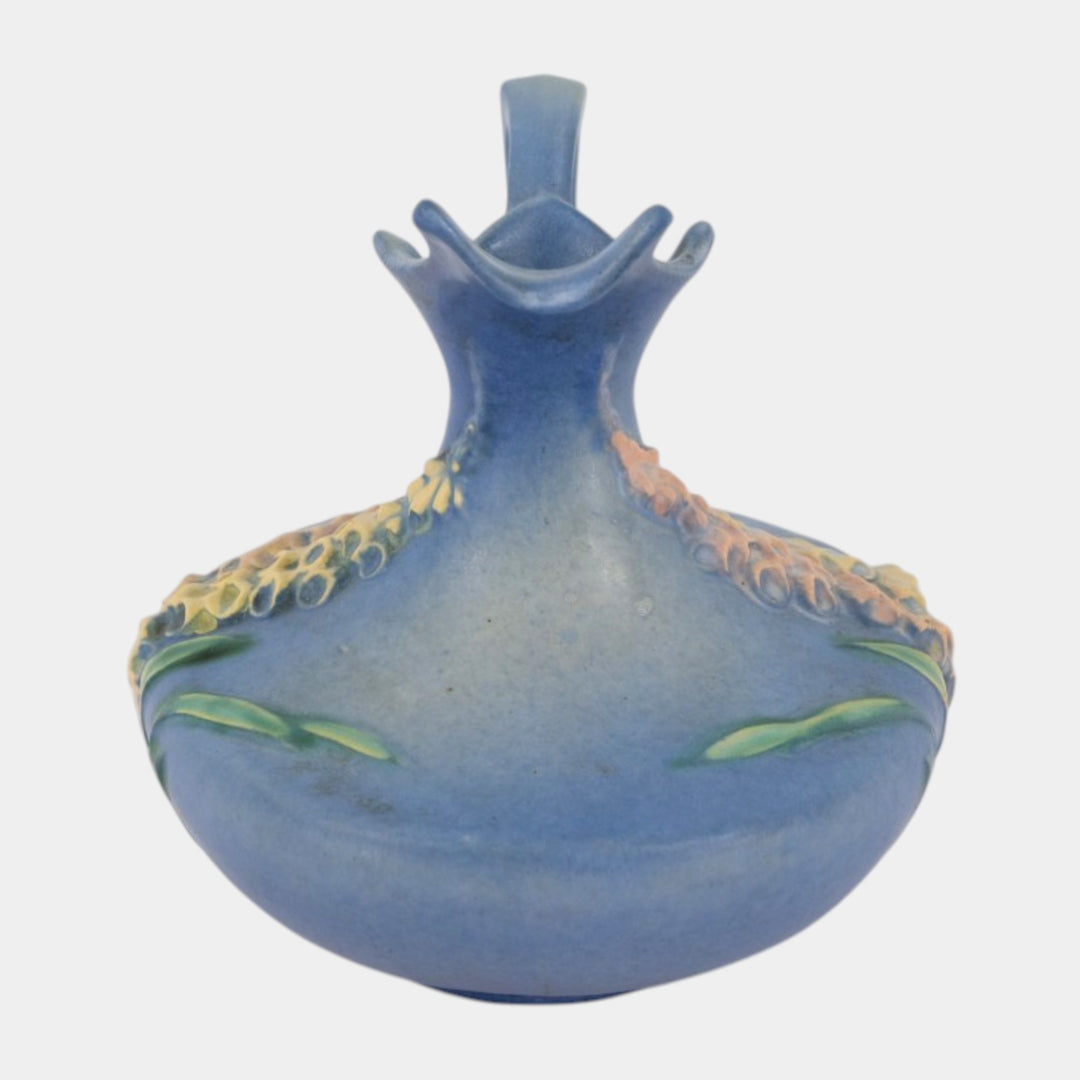 Roseville Foxglove Blue 1942 Vintage Art Deco Pottery Ceramic Ewer 4-6