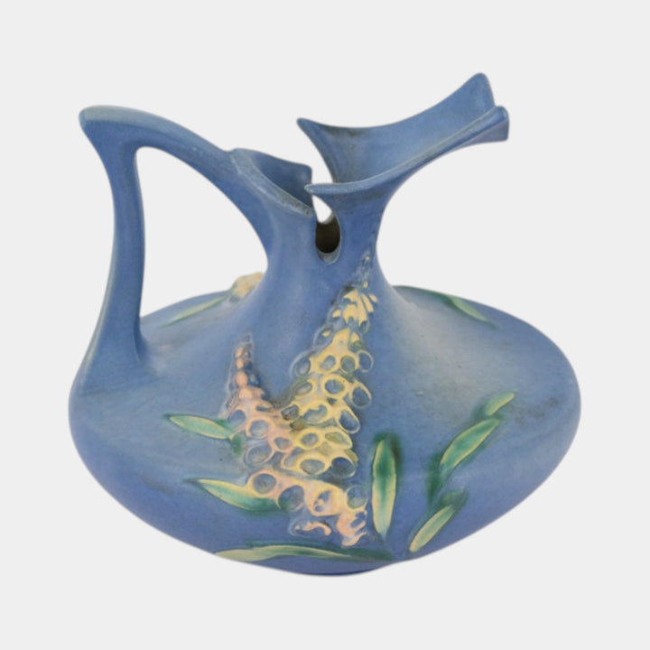 Roseville Foxglove Blue 1942 Vintage Art Deco Pottery Ceramic Ewer 4-6