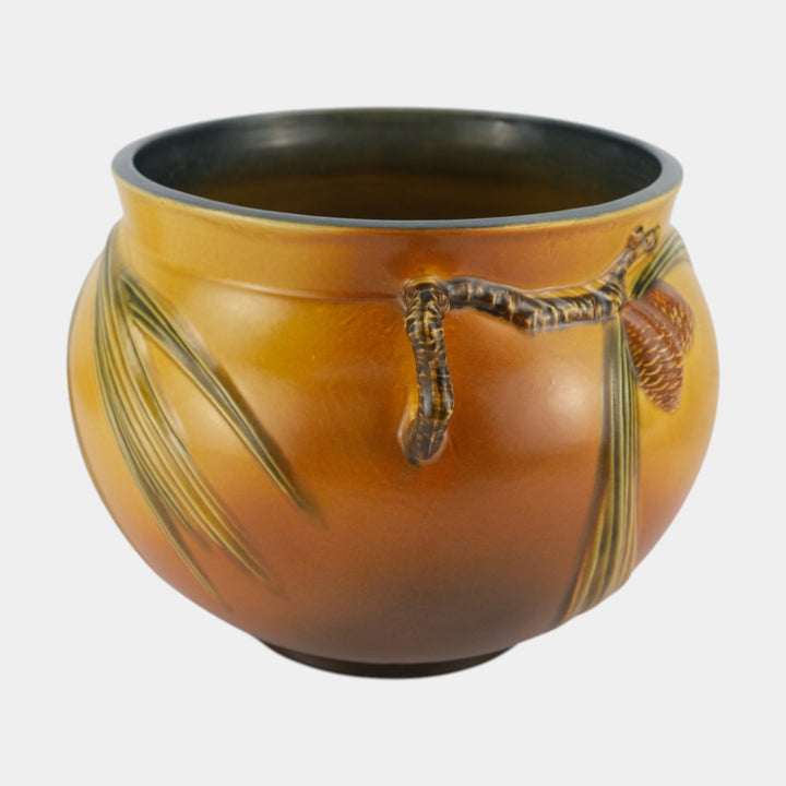 Roseville Pine Cone Brown 1936 Vintage Art Pottery Jardiniere Planter 632-8
