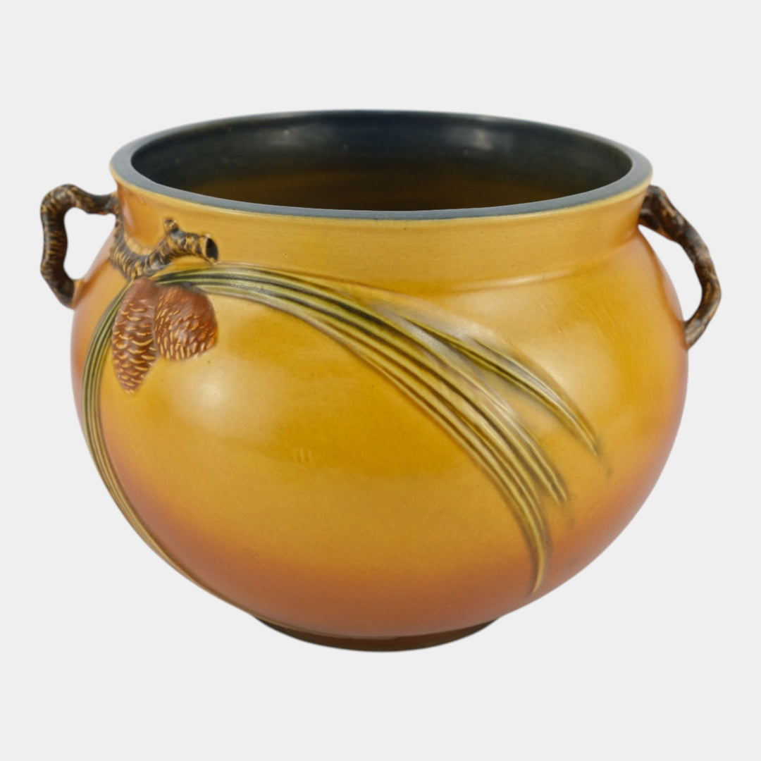Roseville Pine Cone Brown 1936 Vintage Art Pottery Jardiniere Planter 632-8