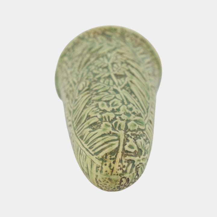 Weller Marvo 1920s Art Deco Pottery Green Tropical Foliage Wall Pocket