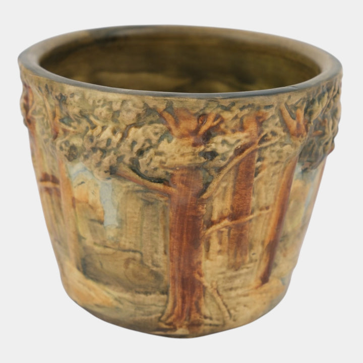 Weller Forest 1920s Art Pottery Scenic Landscape Ceramic Jardiniere Planter