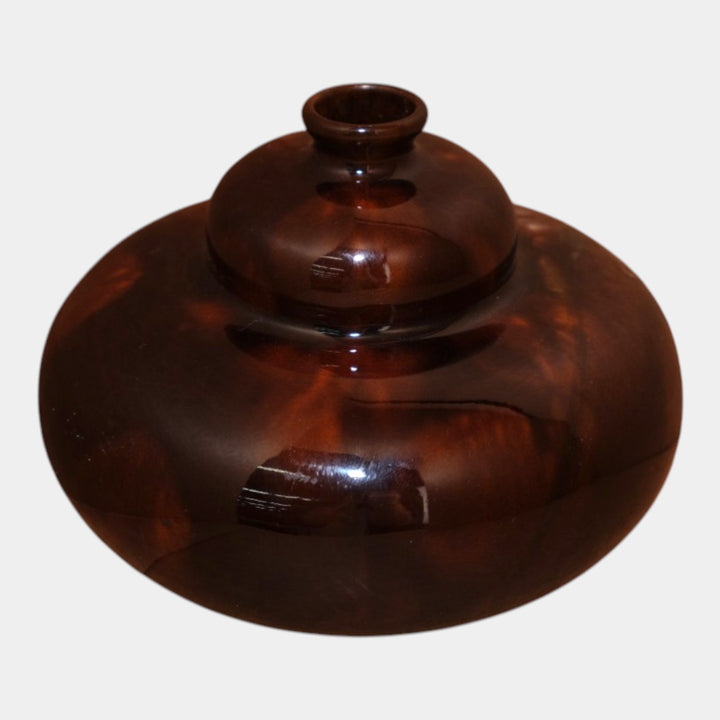 Weller Dickens Ware 1900s Art Pottery Brown Floral Ceramic Bulbous Vase