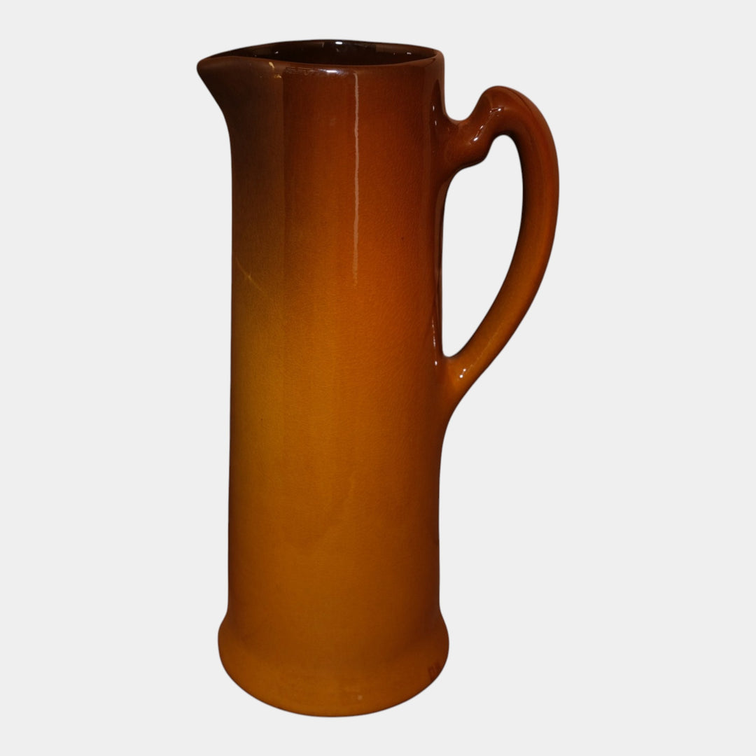 Owens Early 1900s Art Pottery Brown Hand Painted Berry Vine Tankard 1015