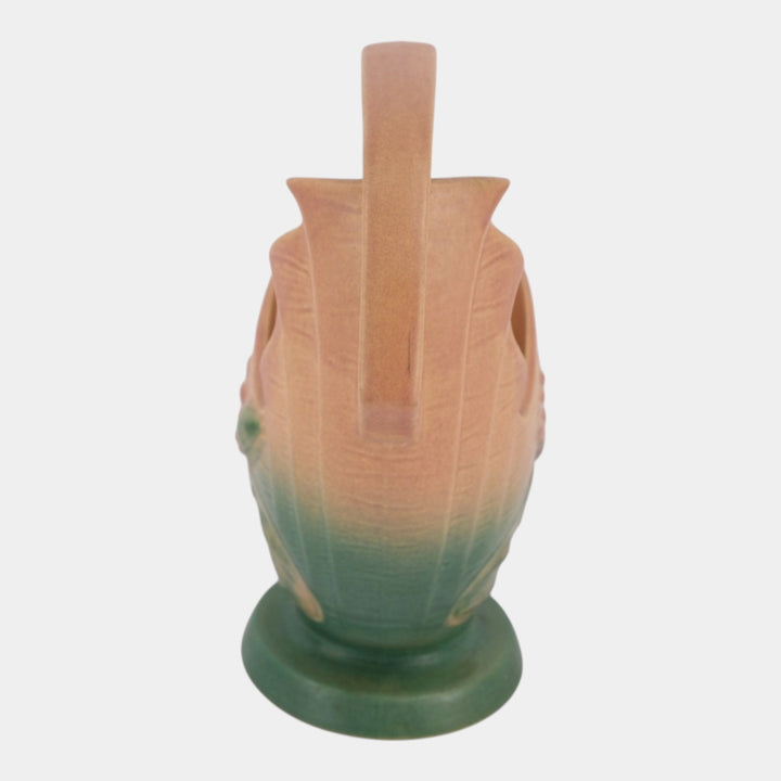 Roseville Water Lily Pink1943 Vintage Art Deco Pottery Ceramic Basket 382-12