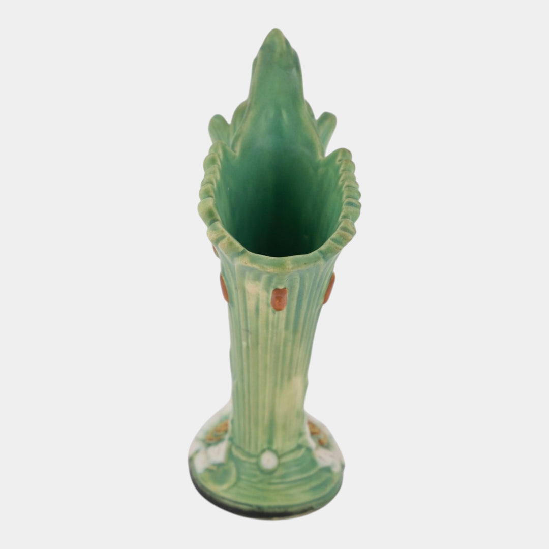 Weller Ardsley 1920s Vintage Art Pottery Green Lily Ceramic Double Vase