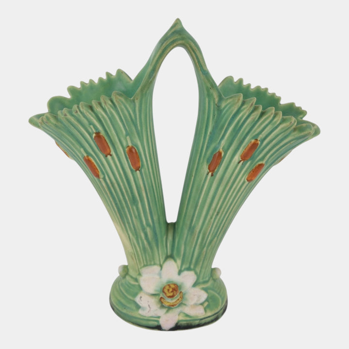 Weller Ardsley 1920s Vintage Art Pottery Green Lily Ceramic Double Vase