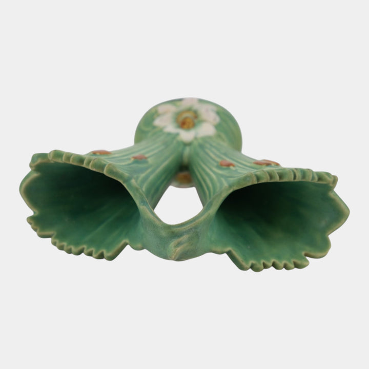 Weller Ardsley 1920s Vintage Art Pottery Green Lily Ceramic Double Vase