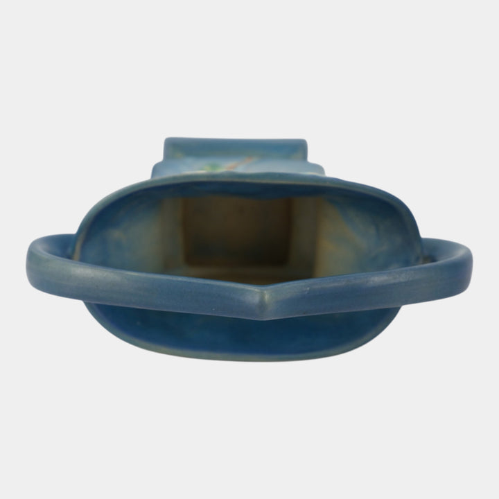 Roseville Snowberry Blue 1947 Mid Century Modern Pottery Ceramic Basket 1BK-7 - Just Art Pottery