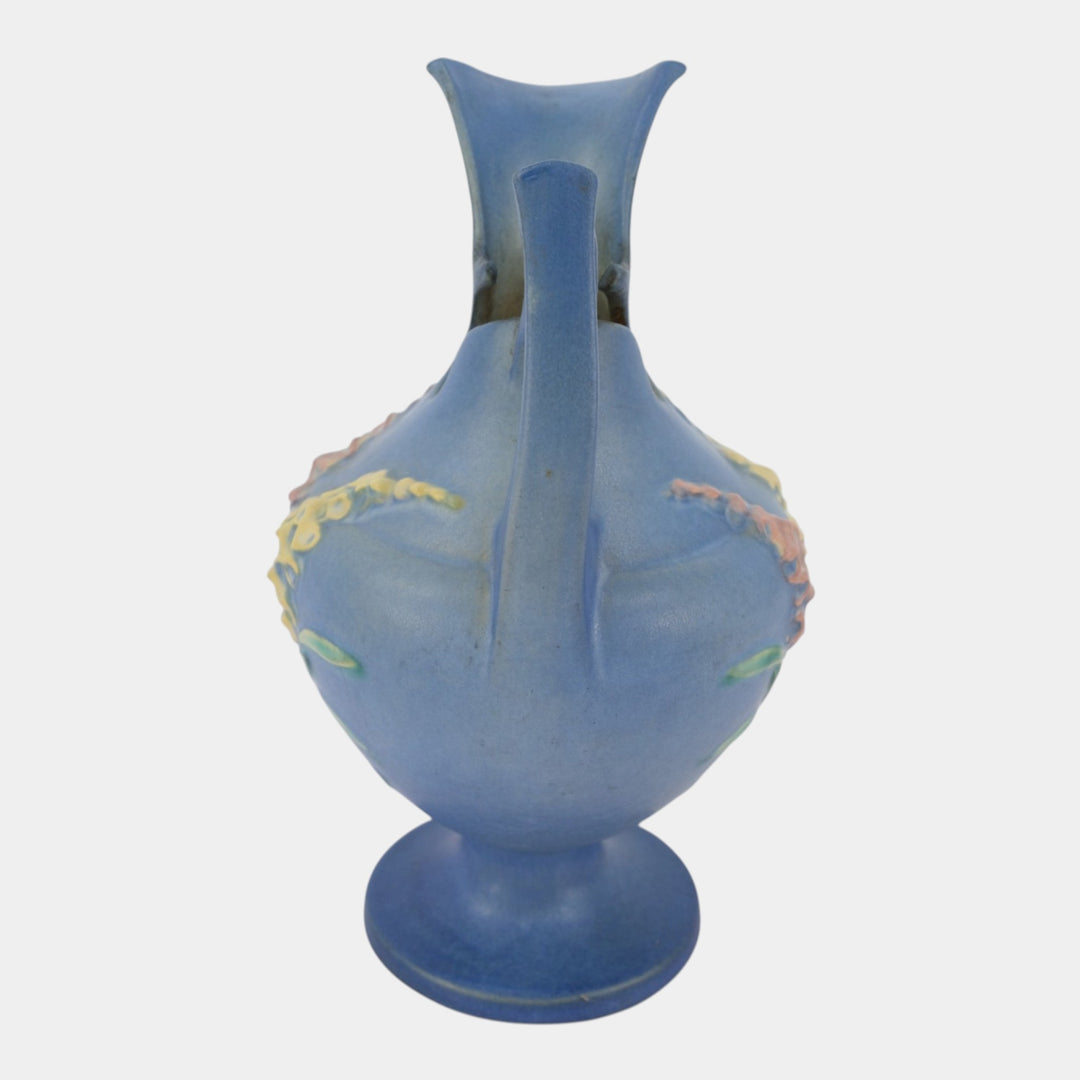 Roseville Foxglove Blue 1942 Mid Century Modern Pottery Ceramic Ewer 5-10 - Just Art Pottery