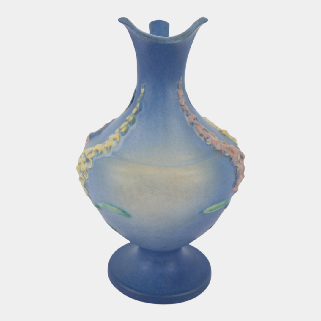 Roseville Foxglove Blue 1942 Mid Century Modern Pottery Ceramic Ewer 5-10 - Just Art Pottery