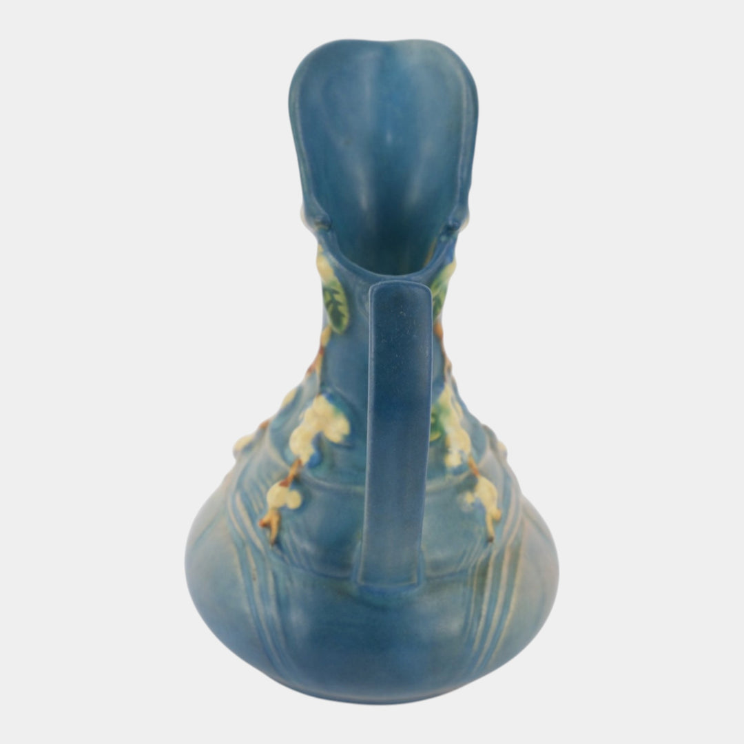 Roseville Snowberry Blue 1947 Vintage Mid Century Modern Pottery Ewer 1TK-6 - Just Art Pottery