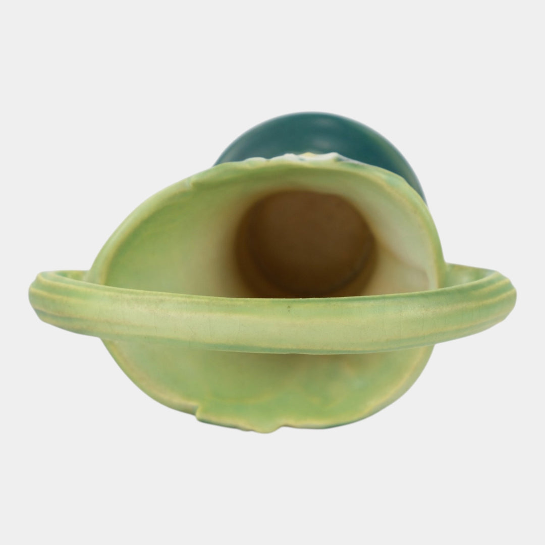 Roseville Mock Green 1950 Mid Century Modern Art Pottery Basket 908-6 - Just Art Pottery