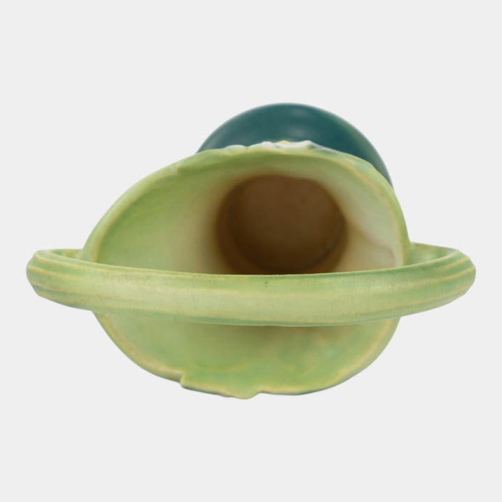 Roseville Mock Green 1950 Mid Century Modern Art Pottery Basket 908-6 - Just Art Pottery