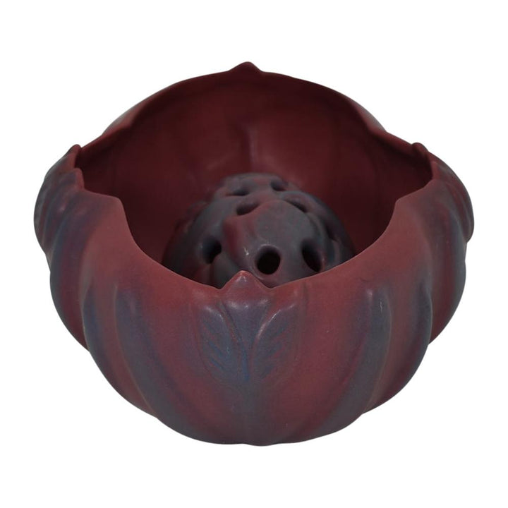Van Briggle 1940s Art Deco Pottery Persian Rose Tulip Ceramic Bowl Flower Frog - Just Art Pottery