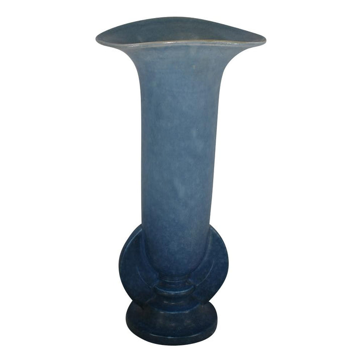 Roseville Pottery Rozane Patterns Mottled Blue Art Deco Vase 10-12