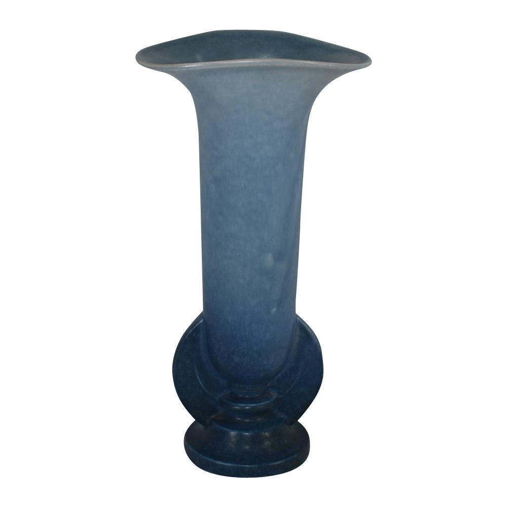 Roseville Pottery Rozane Patterns Mottled Blue Art Deco Vase 10-12