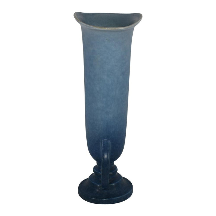 Roseville Pottery Rozane Patterns Mottled Blue Art Deco Vase 10-12