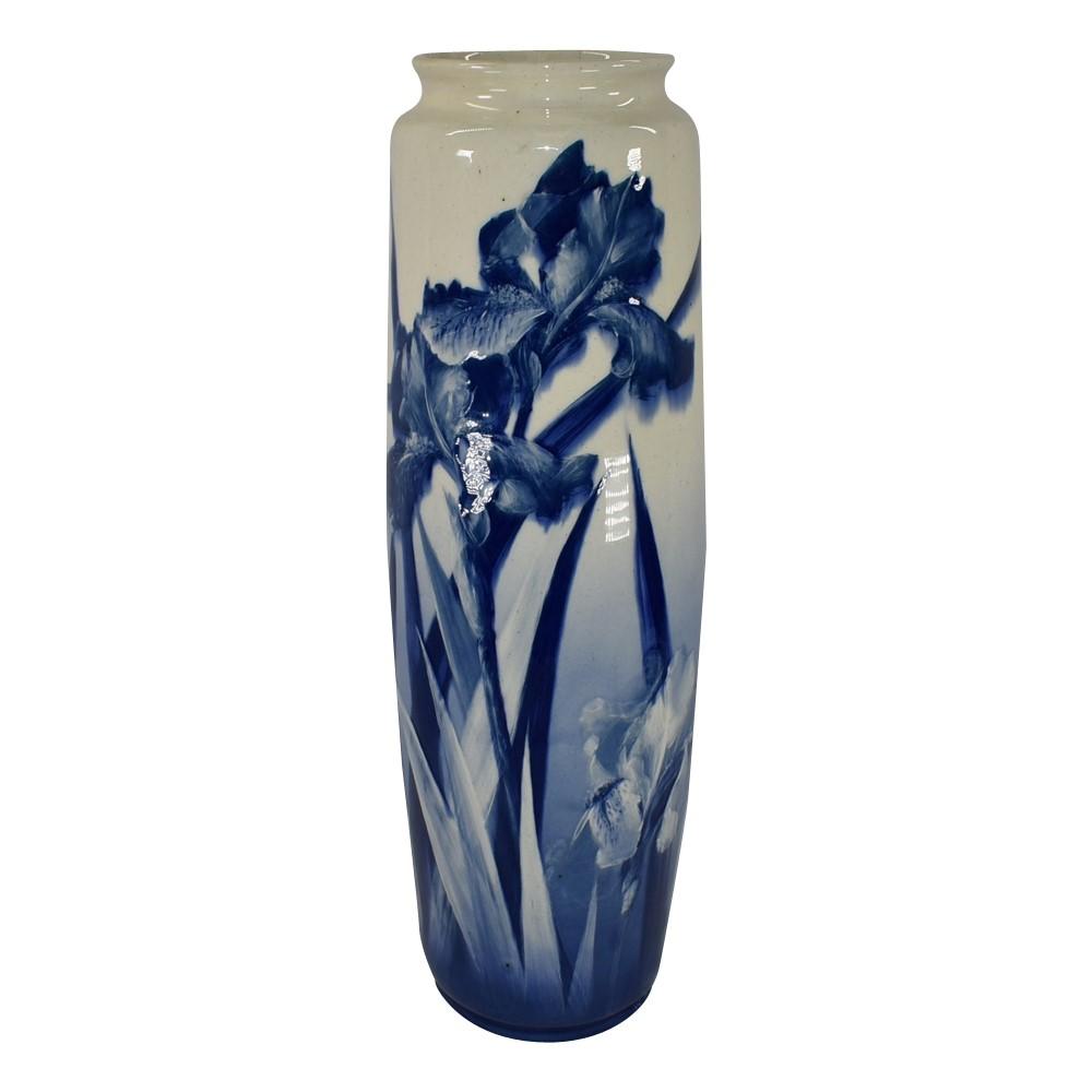 Roseville Azurean 1903 Experimental Trial Glaze Blue Iris Pottery Floor Vase 954