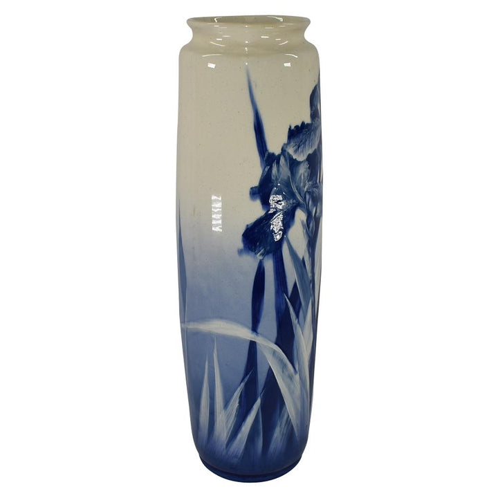 Roseville Azurean 1903 Experimental Trial Glaze Blue Iris Pottery Floor Vase 954 - Just Art Pottery