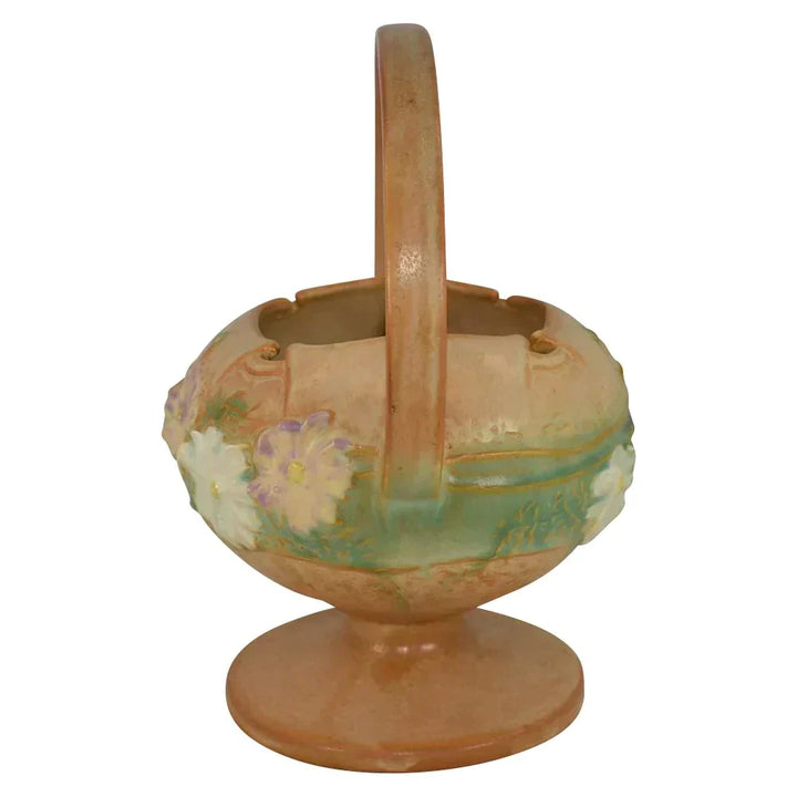 Roseville Cosmos Tan 1939 Vintage Art Pottery Ceramic Basket 357-10