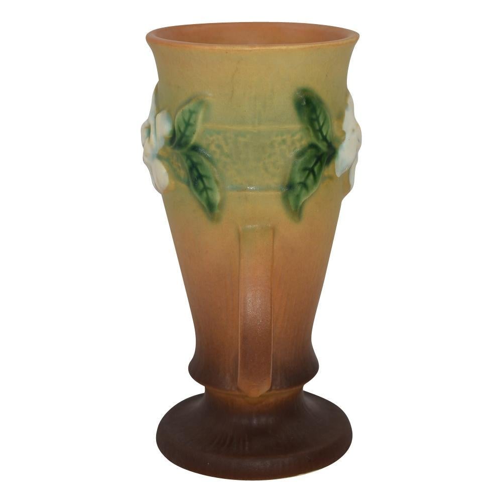 Roseville Pottery Gardenia 1950 Tan Mid Century Modern Vase 682-6 - Just Art Pottery