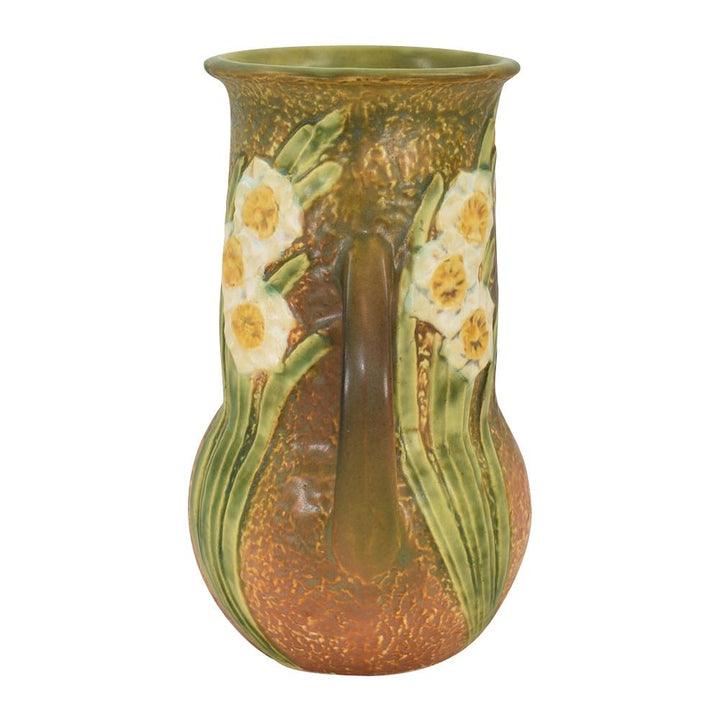 Roseville Jonquil 1931 Vintage Arts And Crafts Pottery Brown Ceramic Vase 544-9 - Just Art Pottery