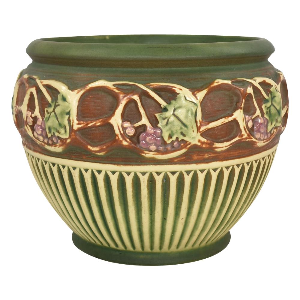 Roseville Normandy 1928 Vintage Art Pottery Green Brown Jardiniere Planter 609-8