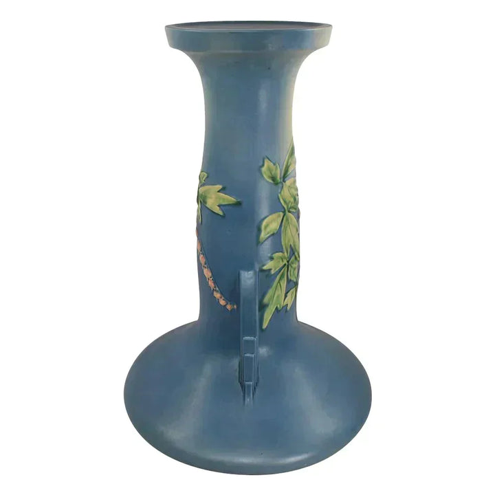 Roseville Bleeding Heart 1940 Vintage Art Pottery Blue Ceramic Pedestal 651-10