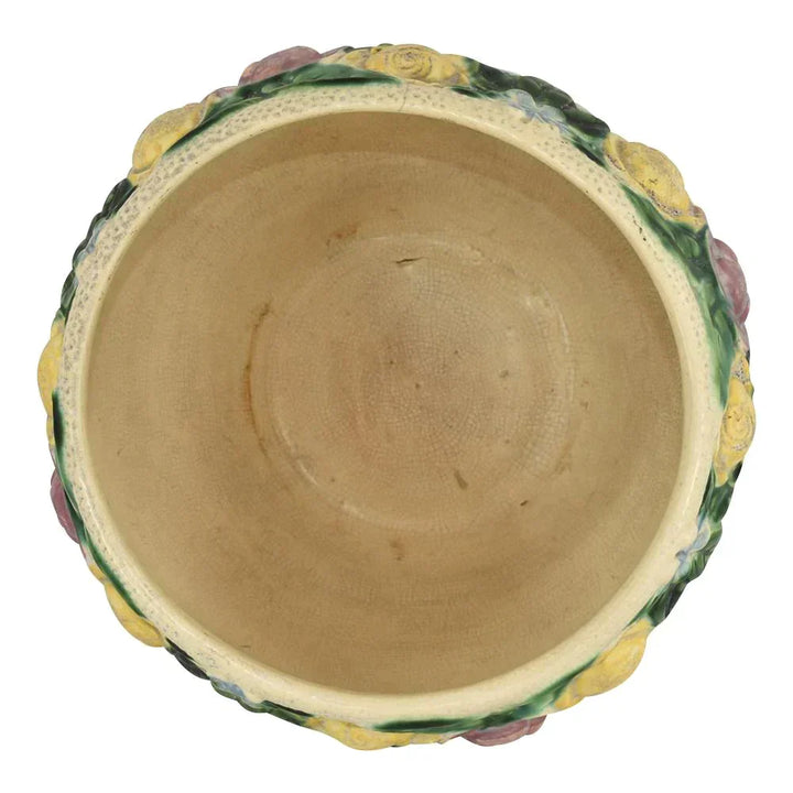 Roseville Rozane 1917 Antique Art Pottery Ivory Floral Jardiniere Planter 588-10