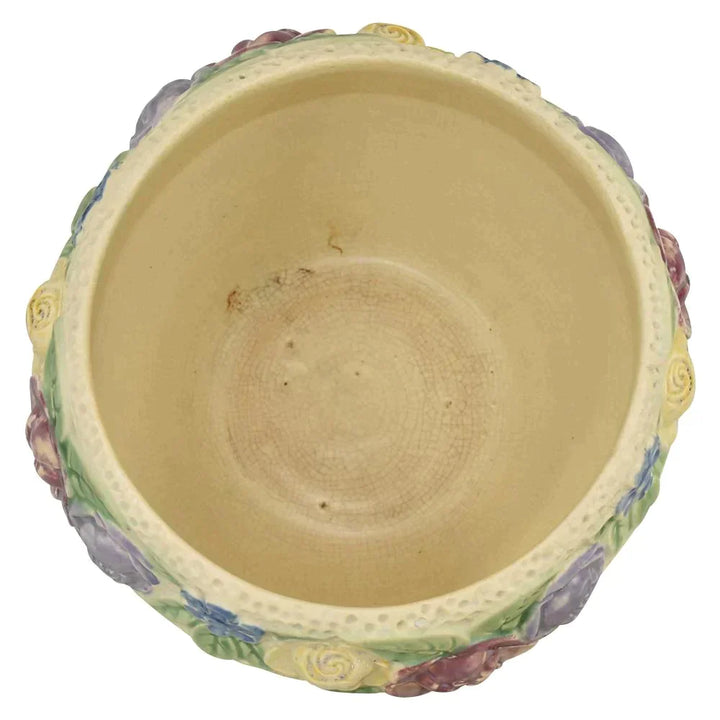 Roseville Rozane 1917 Antique Art Pottery Ivory Floral Jardiniere Planter 588-8 - Just Art Pottery