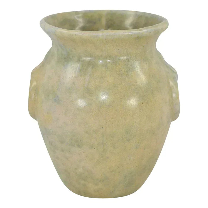 Burley Winter 1930s Vintage Art Pottery Mottled Tan Green Ceramic Vase 53