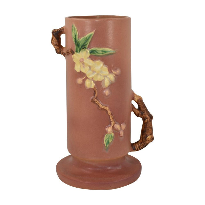 Roseville Apple Blossom Pink 1949 Vintage Mid Century Modern Pottery Vase 387-9