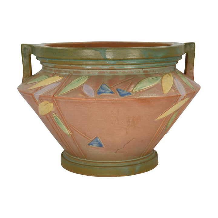Roseville Futura Tan 1928 Vintage Art Deco Pottery Jardiniere For Pedestal 616-8 - Just Art Pottery