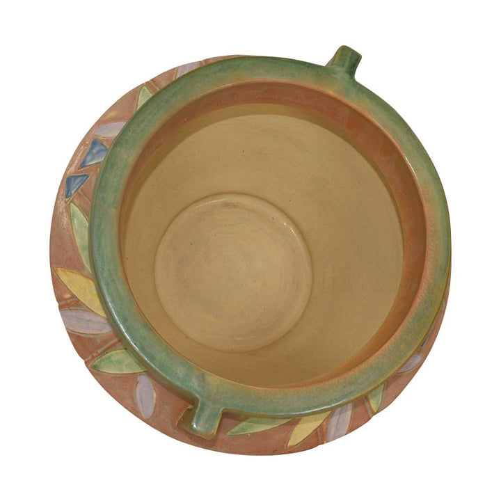 Roseville Futura Tan 1928 Vintage Art Deco Pottery Jardiniere For Pedestal 616-8 - Just Art Pottery